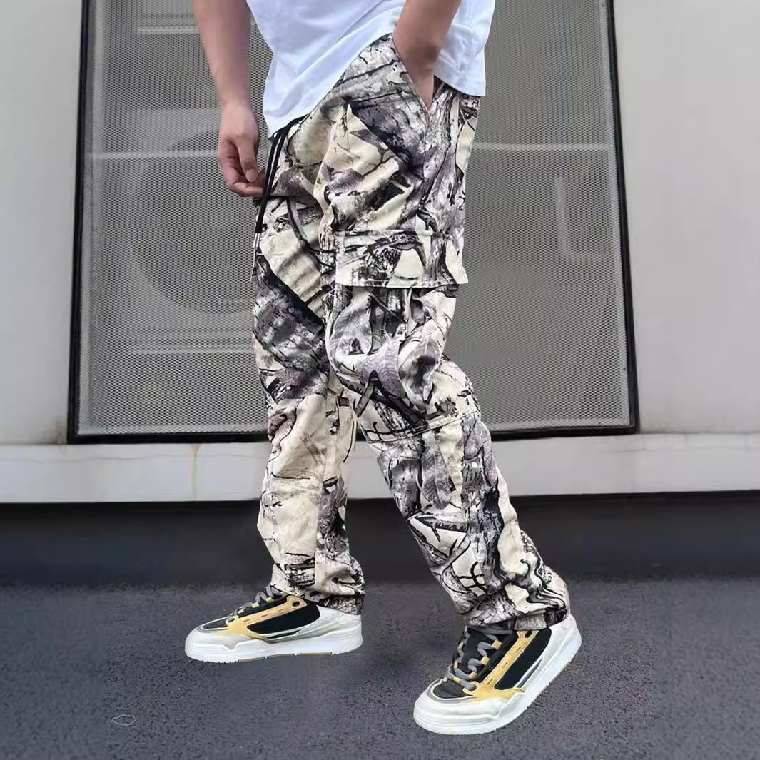 Herren Cargo-Hose im modernen Camouflage-Design mit elastischem Bund und mehreren Taschen R&B