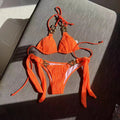 Damen Triangel-Bikini mit plissierten Details und goldenen Akzenten R&B