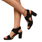 Damen Elegante offene Sandalen mit modischem Cut-out Design und komfortablem Blockabsatz R&B