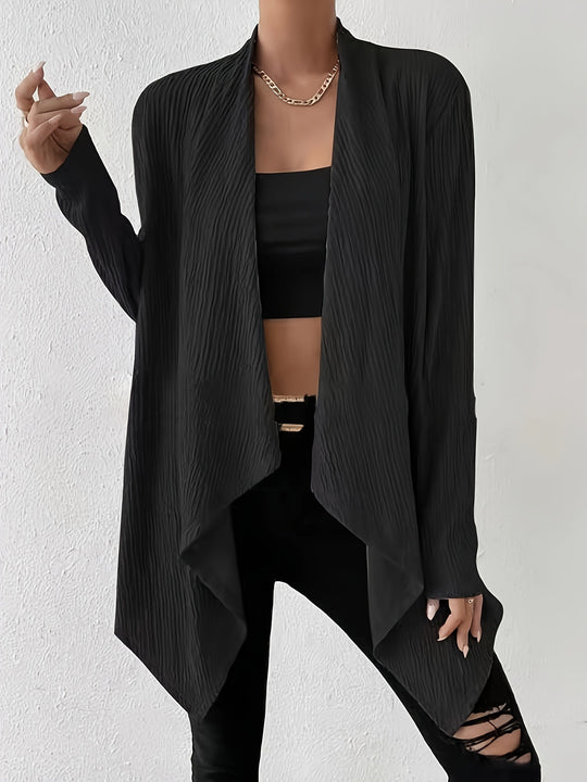 Damen Langärmlige Strickjacke mit strukturiertem Design und offenem Schnitt R&B