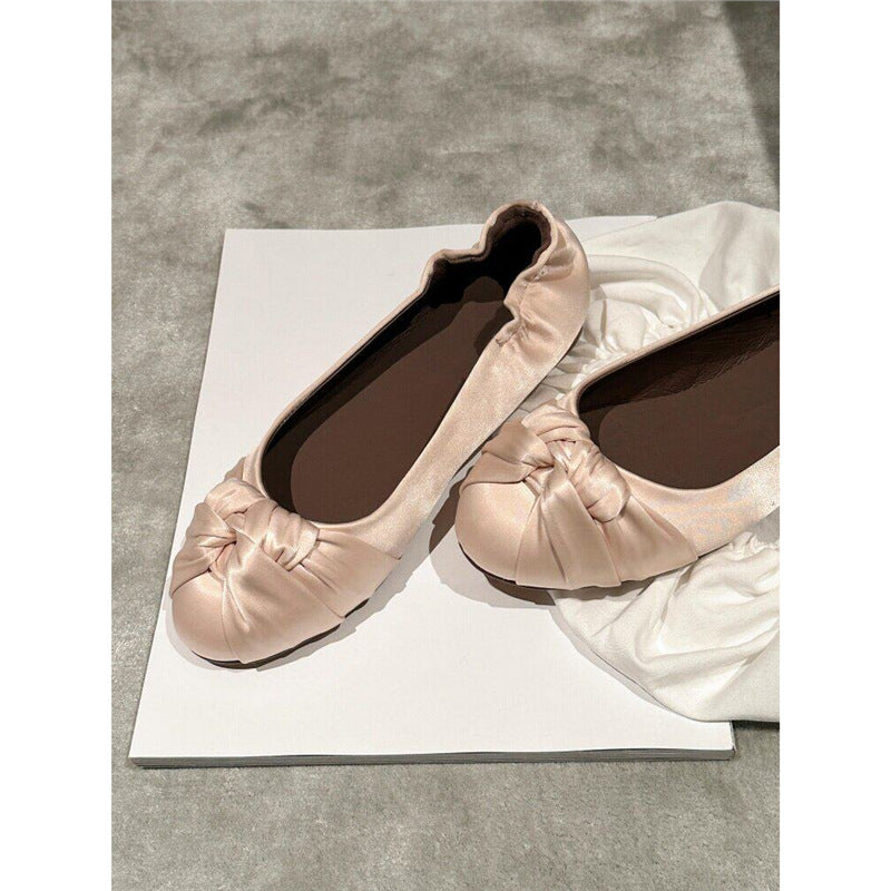 Damen elegante Ballerinas aus satinierter Textil-Oberfläche R&B