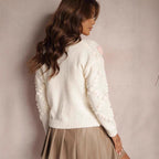 Damen Strickjacke mit floralen Details und Knopfverschluss R&B