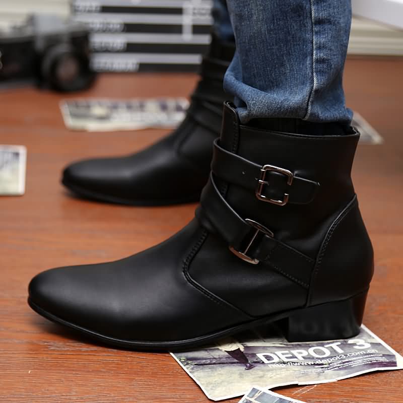 Damen modische Stiefeletten mit elegante Schnallen und strapazierfähigem Obermaterial