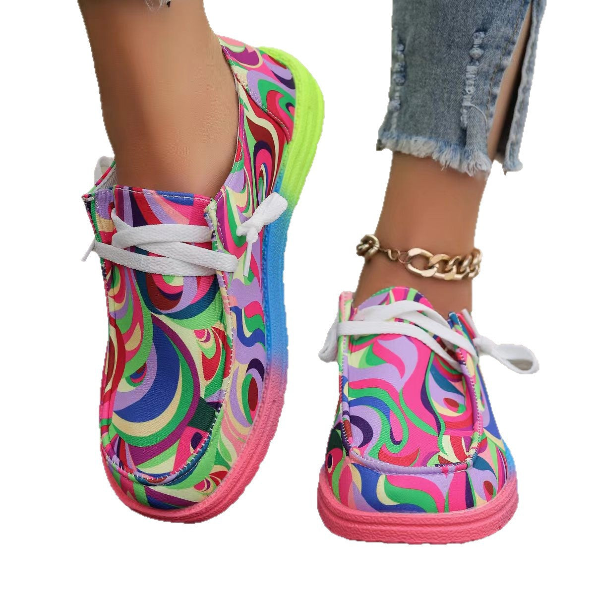 Damen Farbenfrohe Freizeitschuhe mit stylischem Grafikdesign R&B