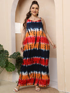 Damen luftiges Maxikleid mit buntem Batikmuster R&B