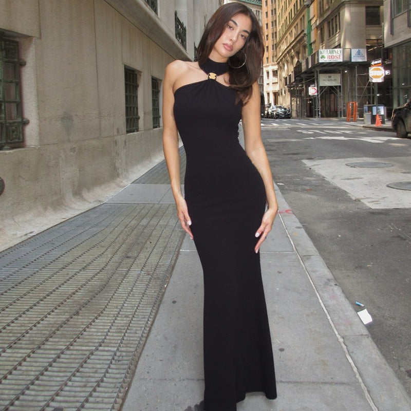 Damen Bodenlanges Abendkleid mit elegantem Halterneck R&B
