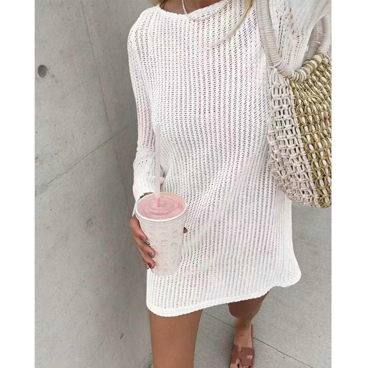 Damen luftiges Strickkleid mit lässigem Schnitt R&B