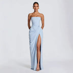 Damen Elegantes Abendkleid mit Off-Shoulder-Design und Fließendem Cape R&B