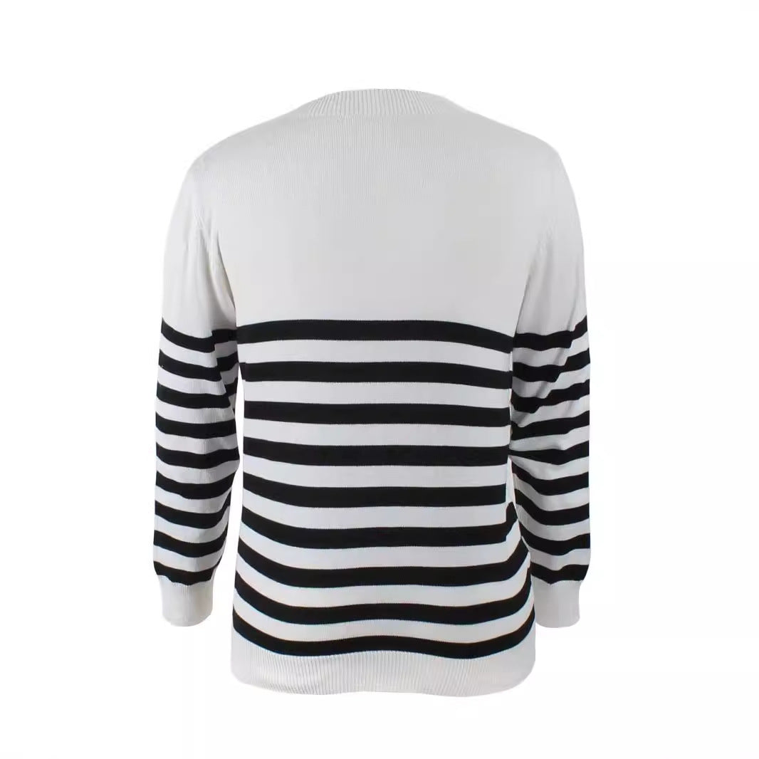 Damen gestreifter Pullover R&B