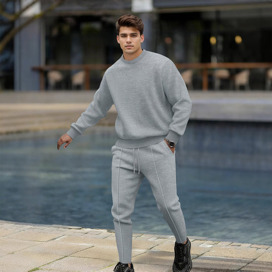 Herren lässiger Strickpullover und Jogginghose mit elastischem Bund R&B