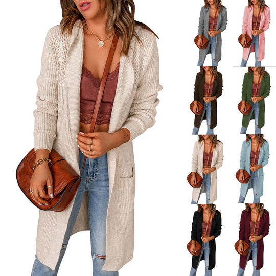 Damen Strickmantel mit offenen Vorderteilen und Taschen R&B