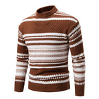 Herren gestreifter Strickpullover mit hohem Stehkragen und weicher Textur R&B