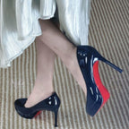 Damen glänzende Stiletto Pumps mit hoher Absatzform R&B