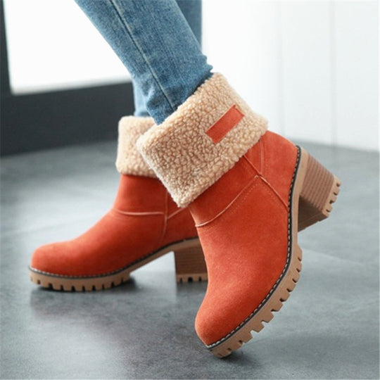 Damen warme Winterstiefel mit kuscheligem Kunstfellrand und robuster Profilsohle R&B