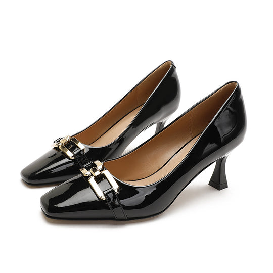 Damen Pumps mit geschmackvollem quadratischem Zehenbereich und eleganter Schnallenapplikation R&B