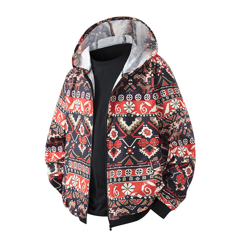 Damen leichte Windbreaker-Jacke mit farbenfrohem Muster und atmungsaktiven Eigenschaften R&B
