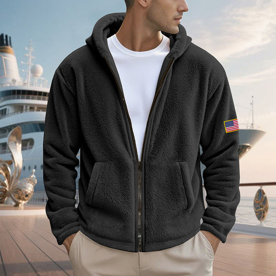 Herren Fleecejacke mit hohem Kragen und praktischen Seitentaschen R&B