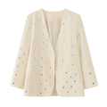 Damen elegante Blazerjacke mit funkelndem Pailletten-Muster