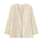 Damen elegante Blazerjacke mit funkelndem Pailletten-Muster