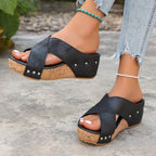 Damen Wedge-Pantoletten mit geflochtenem Riemendesign und komfortablem Fußbett R&B