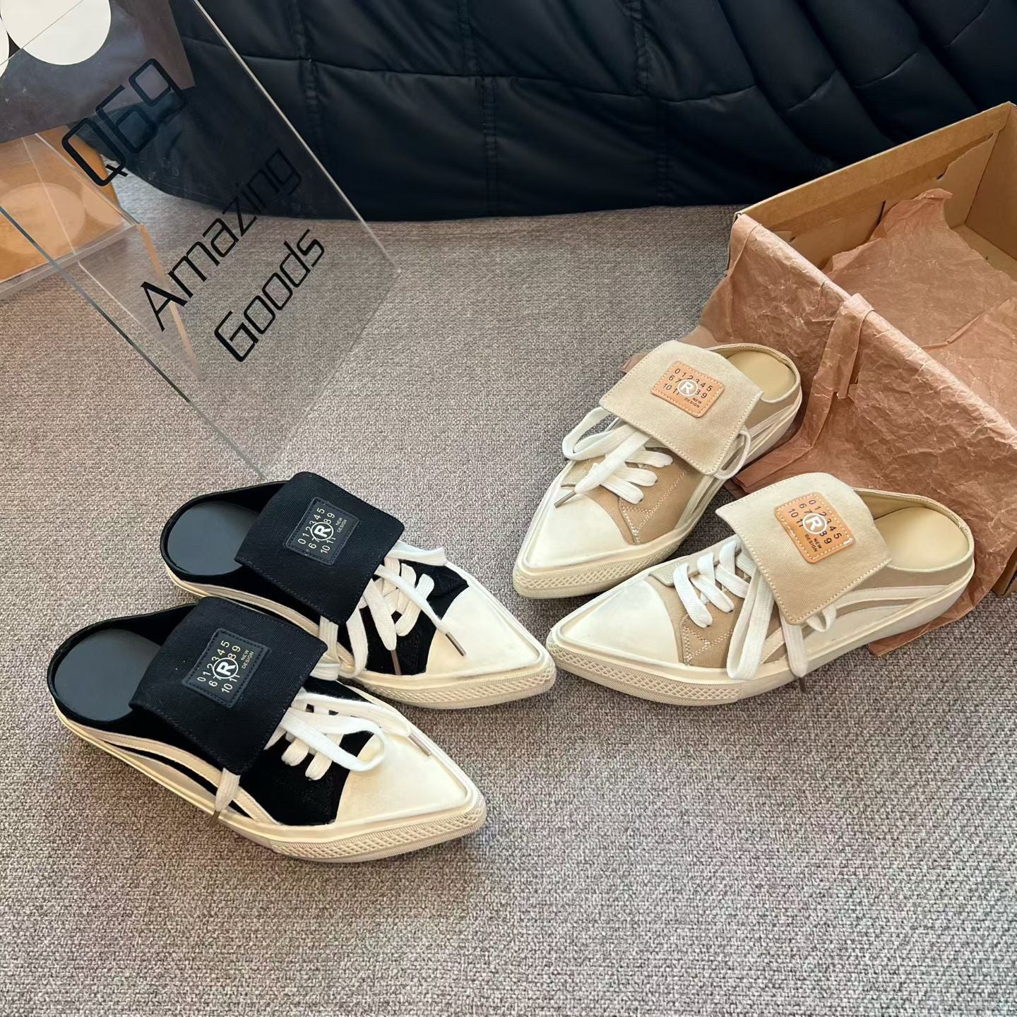 Damen lässige Slipper mit stylischem Schnürdesign R&B
