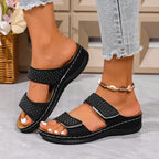 Damen Sandaletten mit verstellbaren Riemen und funkelnden Strassdetails R&B