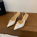 Damen elegante Slingback-Pumps mit Schleifenverzierung R&B