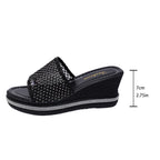 Damen modische Plateau Sandalen mit Netzdesign und Glitzerakzenten R&B