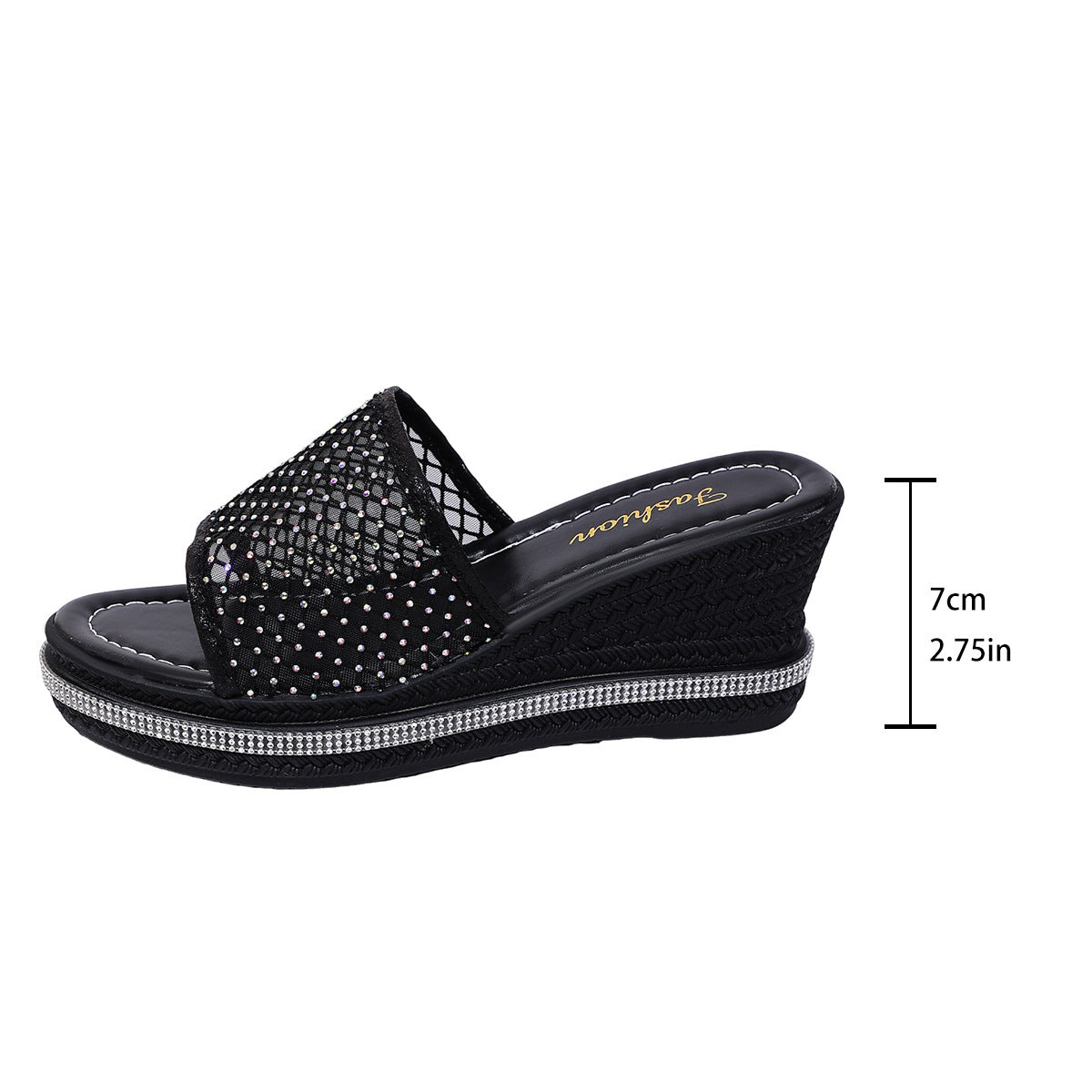 Damen modische Plateau Sandalen mit Netzdesign und Glitzerakzenten R&B