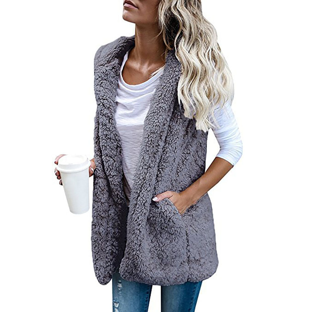 Damen Zarte Fleece-Weste mit praktischen Taschen und offenem Schnitt R&B