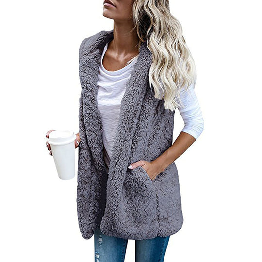 Damen Zarte Fleece-Weste mit praktischen Taschen und offenem Schnitt R&B
