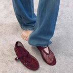Damen elegante Riemchen-Ballerinas mit modischem Glitzereffekt R&B