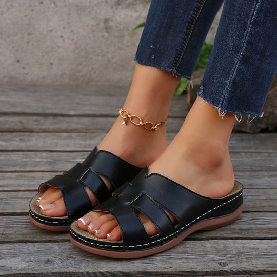 Damen Komfortable Riemensandalen mit breiten Quer-Riemen R&B