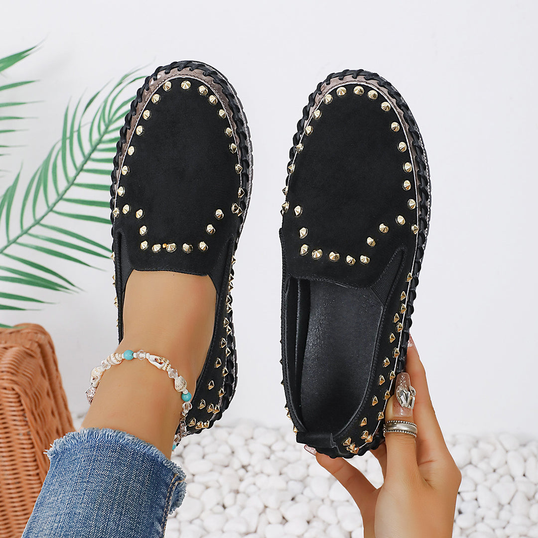 Damen Glamouröse Slip-On Sneakers mit funkelndem Glitzer und Nieten R&B