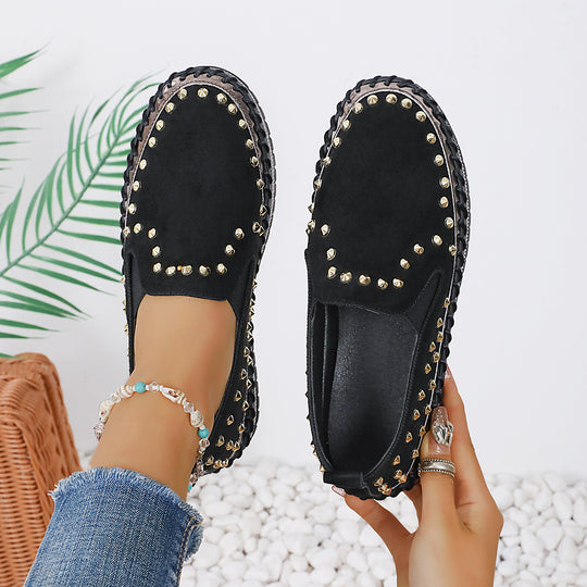 Damen Glamouröse Slip-On Sneakers mit funkelndem Glitzer und Nieten R&B