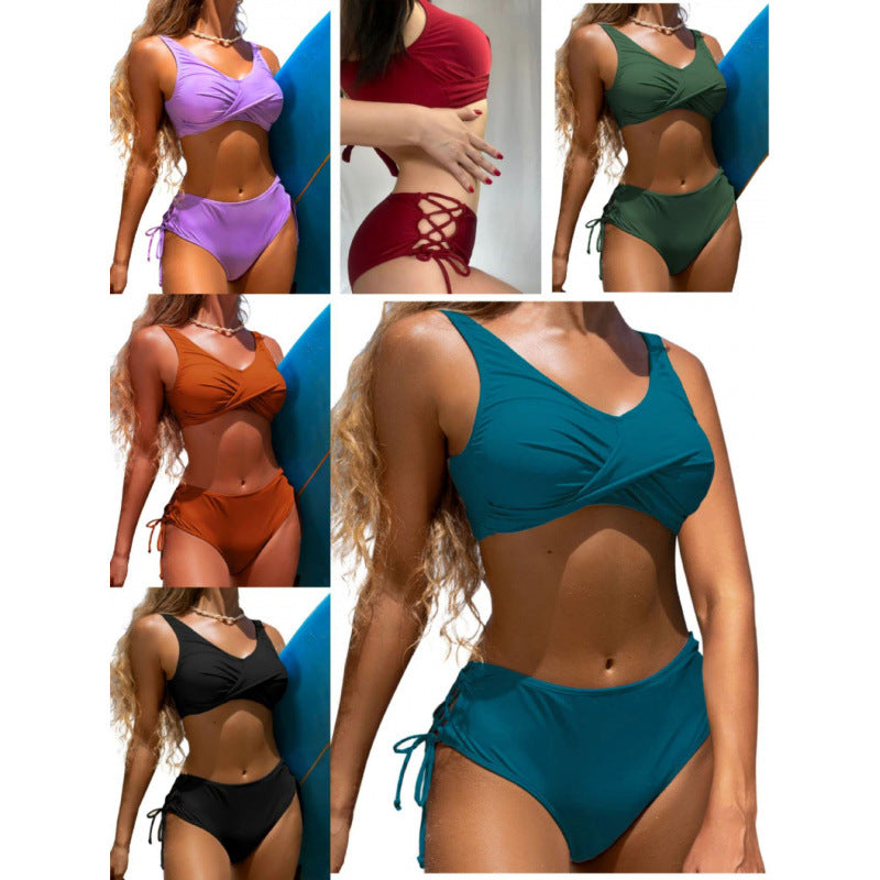 Damen Hochgeschnittener Bikini mit raffiniertem Wickeldetail R&B