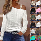 Damen Off-Shoulder Oberteil mit modischem Muster und dekorativen Trägern R&B