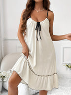 Frauen Verstellbares Spaghettiträger Rüschkleid R&B