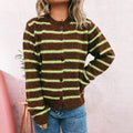 Damen Langärmliger Strickcardigan mit modischem Streifenmuster R&B