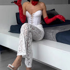 Damen Spitzenhose mit eleganter Schlagform R&B
