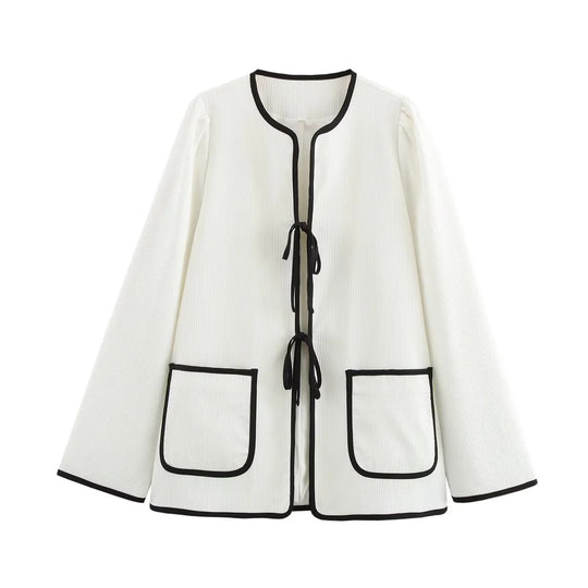 Damen lässige Arbeitsjacke mit praktischer Knopfdetail und modischen Taschen R&B