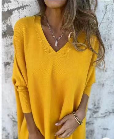 Damen V-Ausschnitt Oversized Pullover R&B