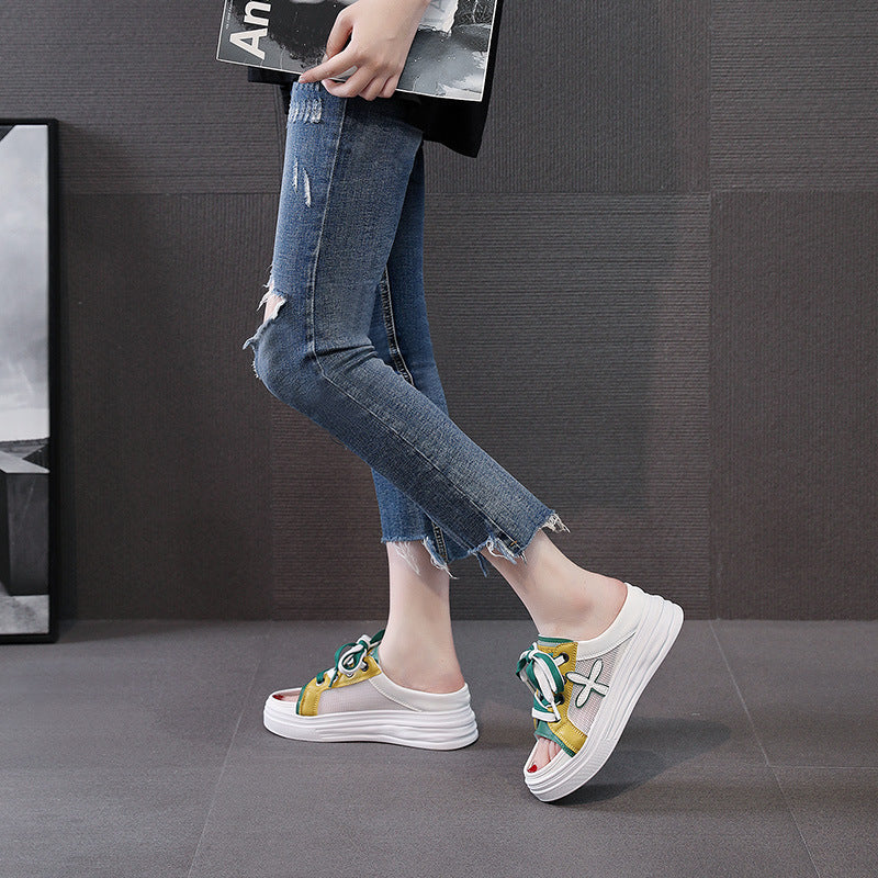 Damen Sommer Sneaker mit offenen Zehen und bequemer Sohle R&B