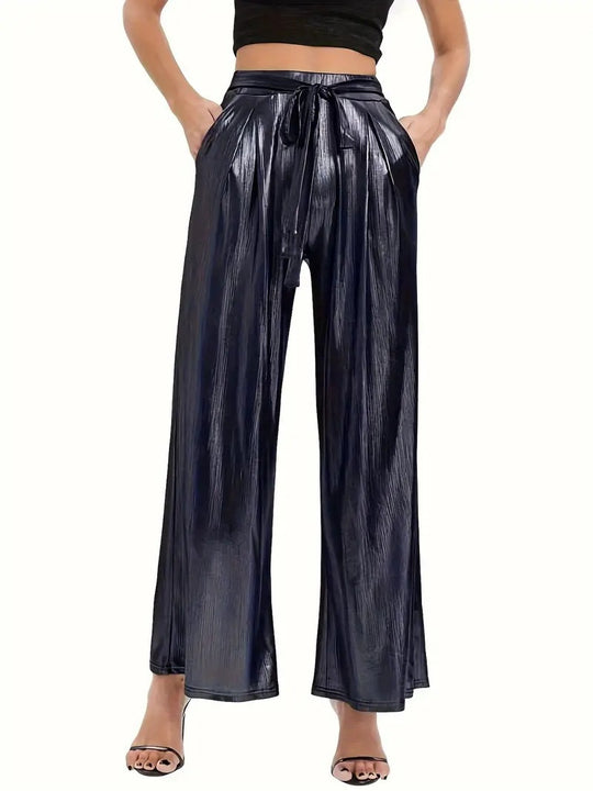 Damen elegante Plisseehose mit hochglänzendem Finish R&B