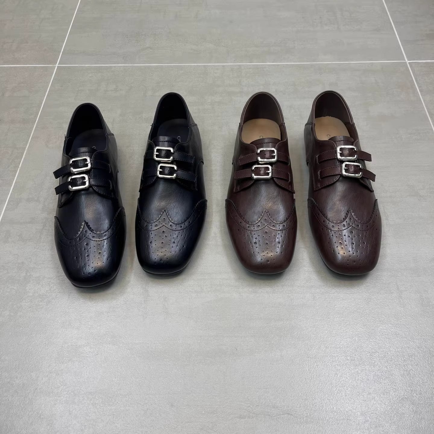 Damen Elegante Lacklederschuhe mit doppelter Schnallenverzierung R&B