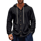 Herren Kapuzenshirt mit Knopfleiste und praktischen Taschen R&B