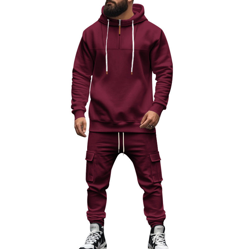 Herren nan zweiteiliges Sweatset mit Kapuze elastischem Bund und aufgesetzten Cargotaschen R&B