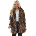 Damen Gemütliche Leopard-Fleecejacke mit offenem Kragen R&B