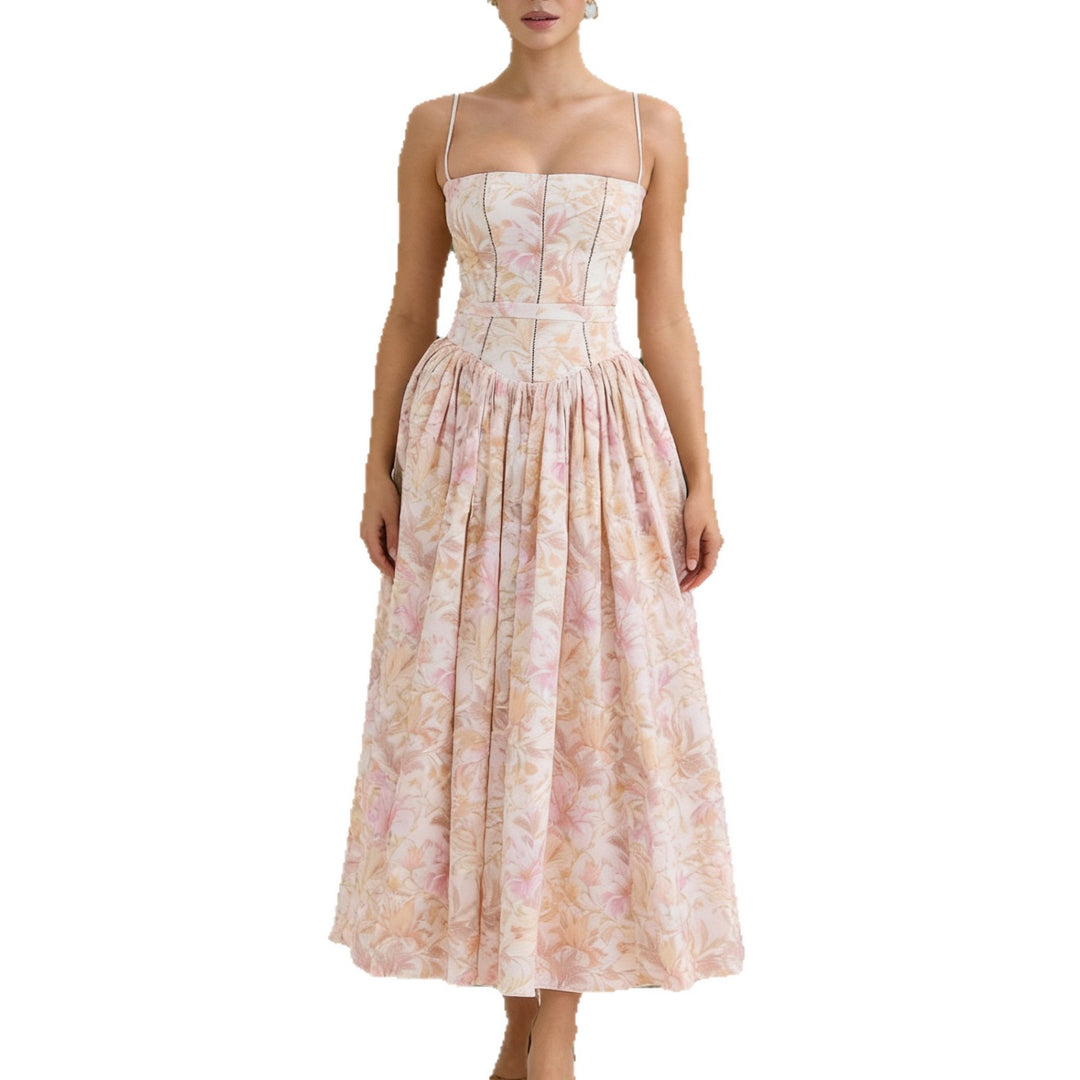 Damen Elegantes Maxikleid mit floralem Muster und schulterfreiem Design R&B