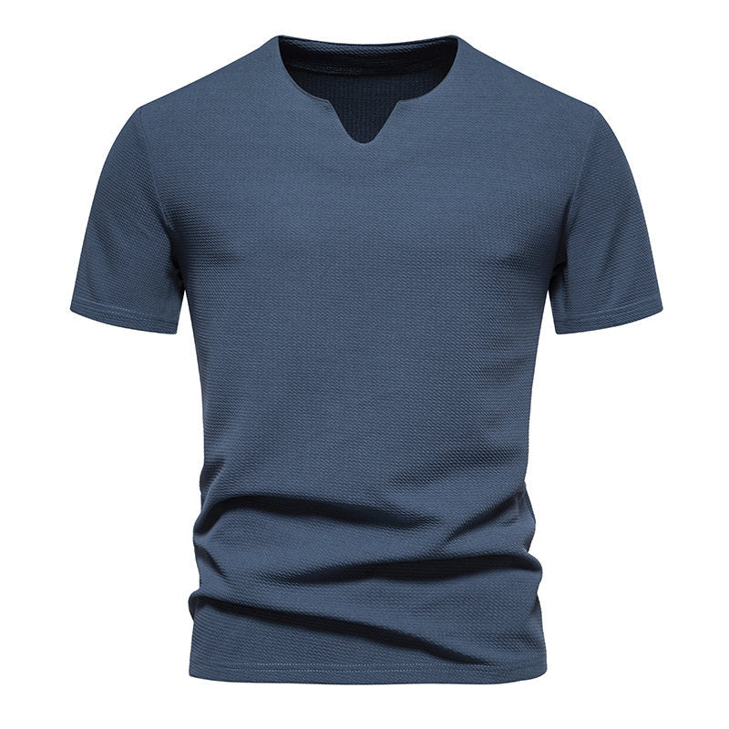 Herren Kurzarm T-Shirt mit modernem V-Ausschnitt und atmungsaktiver Struktur